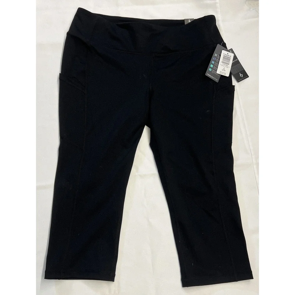 NEW 2X 18W 20W Torrid Active High Rise Capri Swim Legging Bottoms Black Plus NWT - Picture 2 of 6